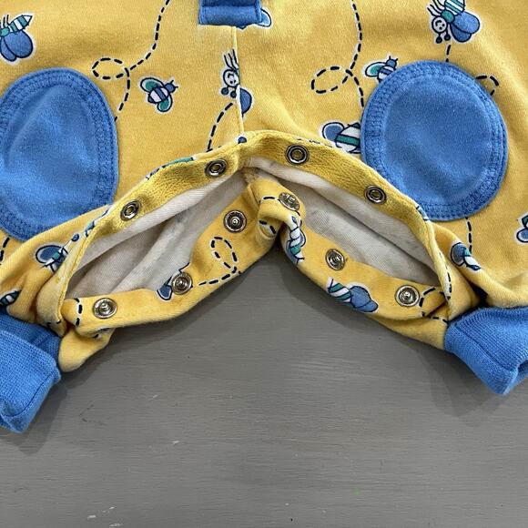Vtg 90s Gymboree Rainbow Overall One Piece Baby Yellow Blue Bumblebee Layette NB - Picture 4 of 9